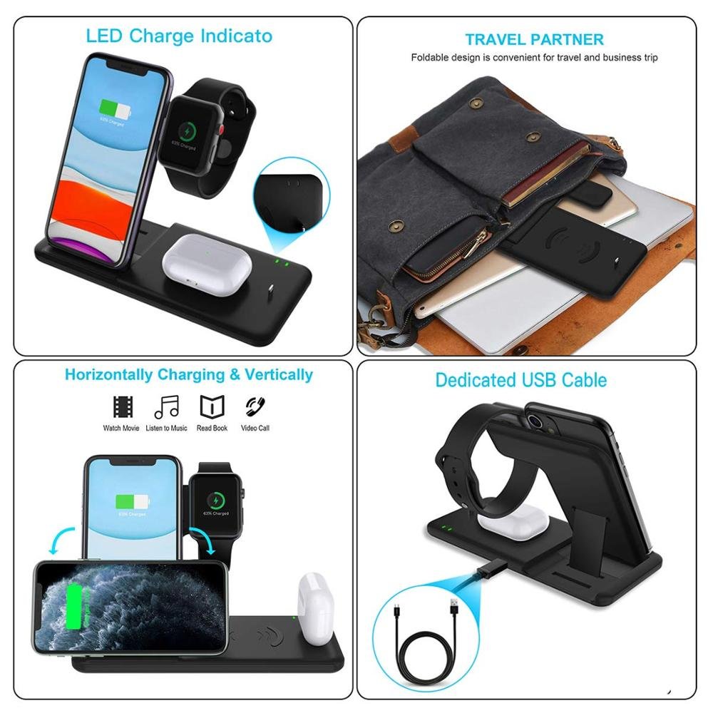 Foldable Fast Wireless Charger Stand For Phone and Watch Mobile Phone Accessories Smart Phones & Mobile Accessories Smartphones Wireless Chargers Color : Style1 15W Black|Style1 15W White|Style2 10W Black|Style2 10W White 