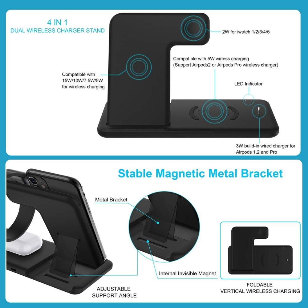Foldable Fast Wireless Charger Stand For Phone and Watch Mobile Phone Accessories Smart Phones & Mobile Accessories Smartphones Wireless Chargers Color : Style1 15W Black|Style1 15W White|Style2 10W Black|Style2 10W White 