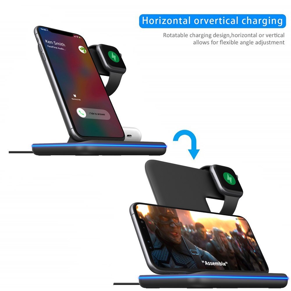 3 in 1Wireless Charger Stand Smart Phones & Mobile Accessories Color : Type1 Black|Type1 White|Type2 Black|Type2 White 