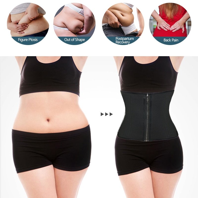 Women's Neoprene Waist Trainer and Shaper Body Shaper Waist Trainer Women's Clothing & Accessories Color : Hooks Black|Black|Gray 