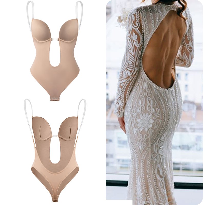 Backless Deep V-Neck Body Shaper Body Shaper Women's Clothing & Accessories Color : Black|Beige|Two Pieces Black|Two Pieces Beige|Black And Beige 