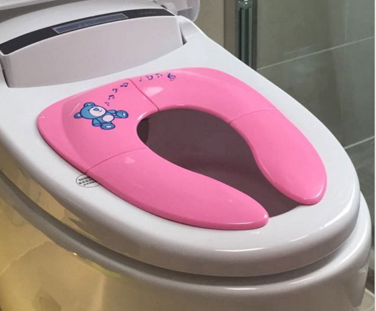 Universal Folding Kids Toilet Seat Baby & Mother Care Color : Green frog|Blue|Yellow|Pink 
