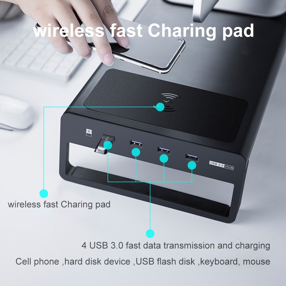 Transfer Data and Charging Wireless Aluminum Monitor Stand Computers & Tablets Ships From : China|Russian Federation|Poland 