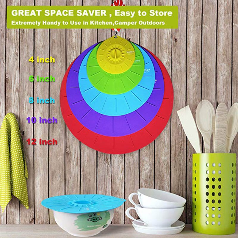 Multifunction Silicone Lid Set Kitchen Color : WALFOS 5PCS|WALFOS 3PCS|5PCS Blue|5PCS Purple|5PCS Green|5PCS Yellow|5PCS Red 
