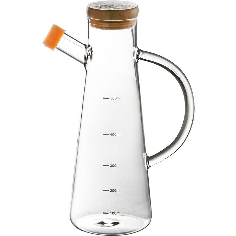 Transparent Glass Oil Bottle With Handle Scale Kitchen Size : 580 ml / 19.6 oz|700 ml / 23.6 oz 