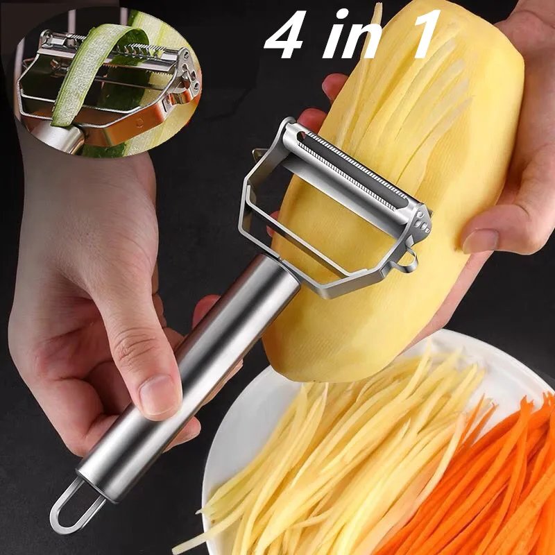 Multifunctional Kitchen Peeler Vegetable Fruit Peeler Stainless Steel Durable Potato Slicer Household Shredder Carrot Peeler Home Improvement & Tools Color : Update 4in1|2in1 