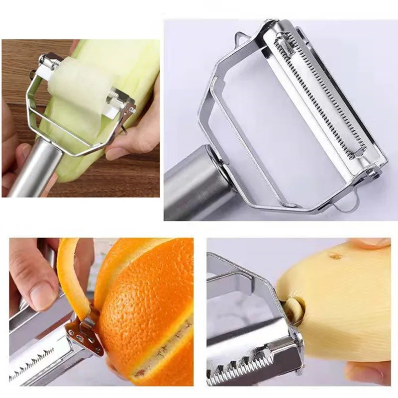 Multifunctional Kitchen Peeler Vegetable Fruit Peeler Stainless Steel Durable Potato Slicer Household Shredder Carrot Peeler Home Improvement & Tools Color : Update 4in1|2in1 