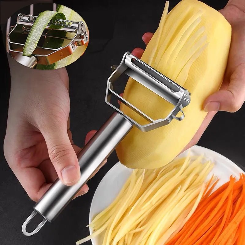 Kitchen Vegetable Peeler Stainless Steel Melon Planer Double-Head Peeler Household Multiple-Function Fruit And Vegetable Peeler Home Improvement & Tools Color : 2in1|Update 4in1 