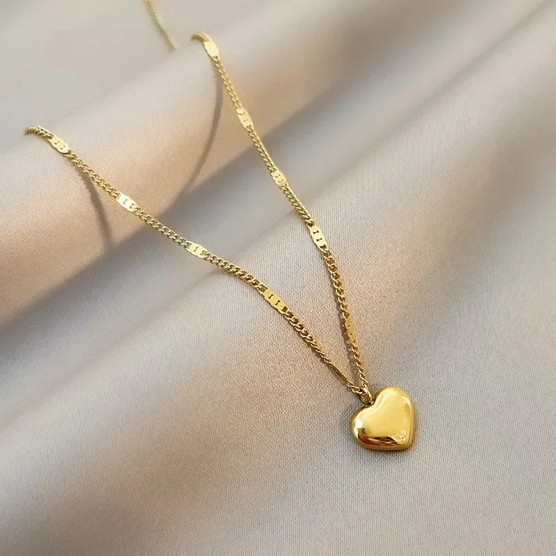 Stainless Steel Love Heart Necklace For Women 2023 New Trendy Lip Chain Simple Pendant Necklace Jewelry free shipping