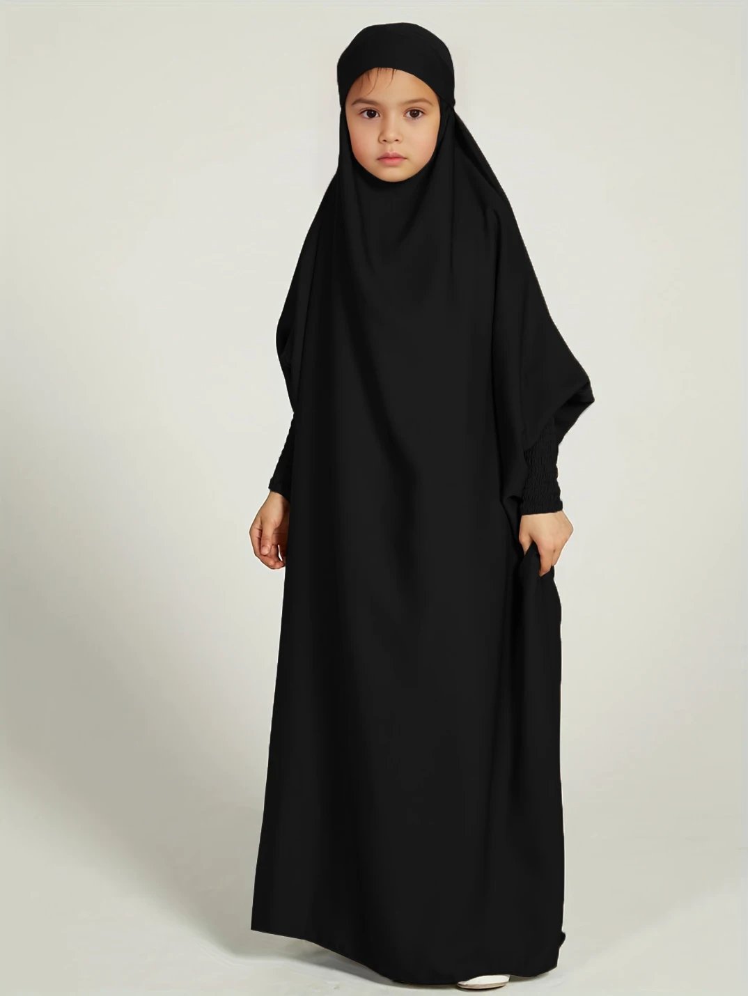 Ramadan  Muslim kids Girls Abaya Solid Long Kaftan abaya enfant Robe Dress Kids Clothes For Gift
