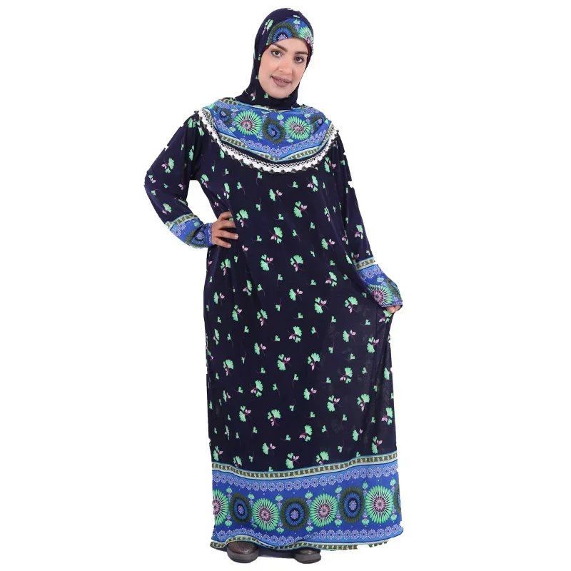 Muslim Hijab Clothes Women Printed Robe Arab Dubai Kaftan Turkey Long Sleeve Prayer Maxi Dress Islamic Abaya Robe