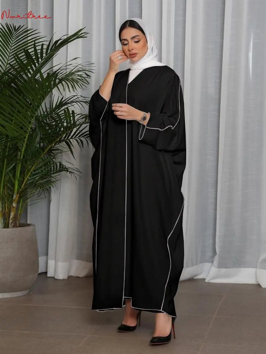S-XL Fashion Line Oversized Abayas With Belt Djellaba Muslim Dress Dubai Full Length Abaya Dubai Turkey Muslim Islam Robe WY1518
