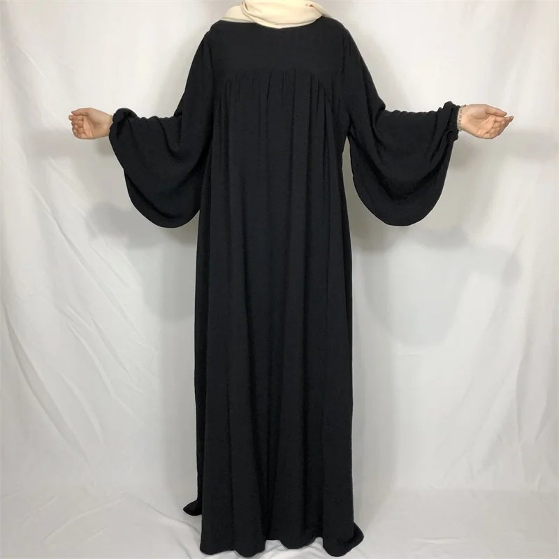 Crepe Prayer Dress New Elegant Modern Maxi Dress High Quality EID Ramadan Modest Abaya Elastic Cuff Islam Women Muslim Clothing