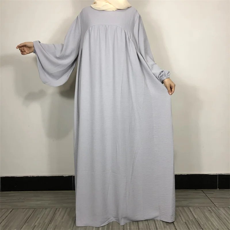 Crepe Prayer Dress New Elegant Modern Maxi Dress High Quality EID Ramadan Modest Abaya Elastic Cuff Islam Women Muslim Clothing