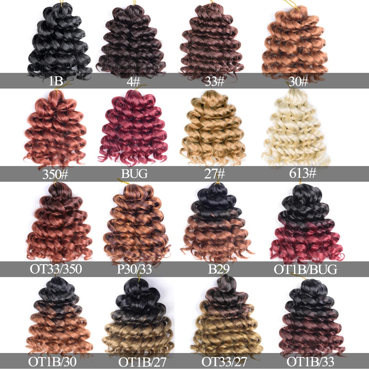 Short Ocean Wave Crochet Hair 12 Inch Deep Water Wave Curly Crochet Braids Synthetic Braiding Hair Extension For Women