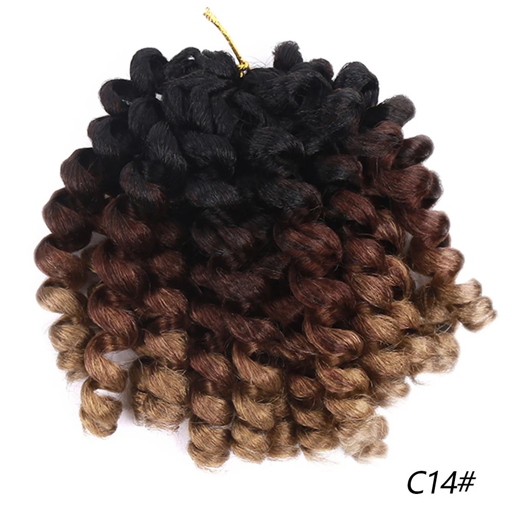 Synthetic Ombre Jumpy Wand Curl Crochet Braids Jamaican Bounce For Africa Braiding Hair Extensions Pre-Twisted For Black Women