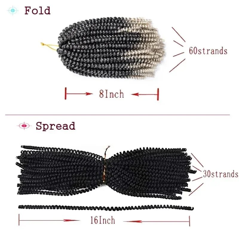 8Inch Saisity Ombre Synthetic Spring Twist  Hair Extension Crochet Crochet Braiding Hair Jamaica Bounce Twist 30 Strands