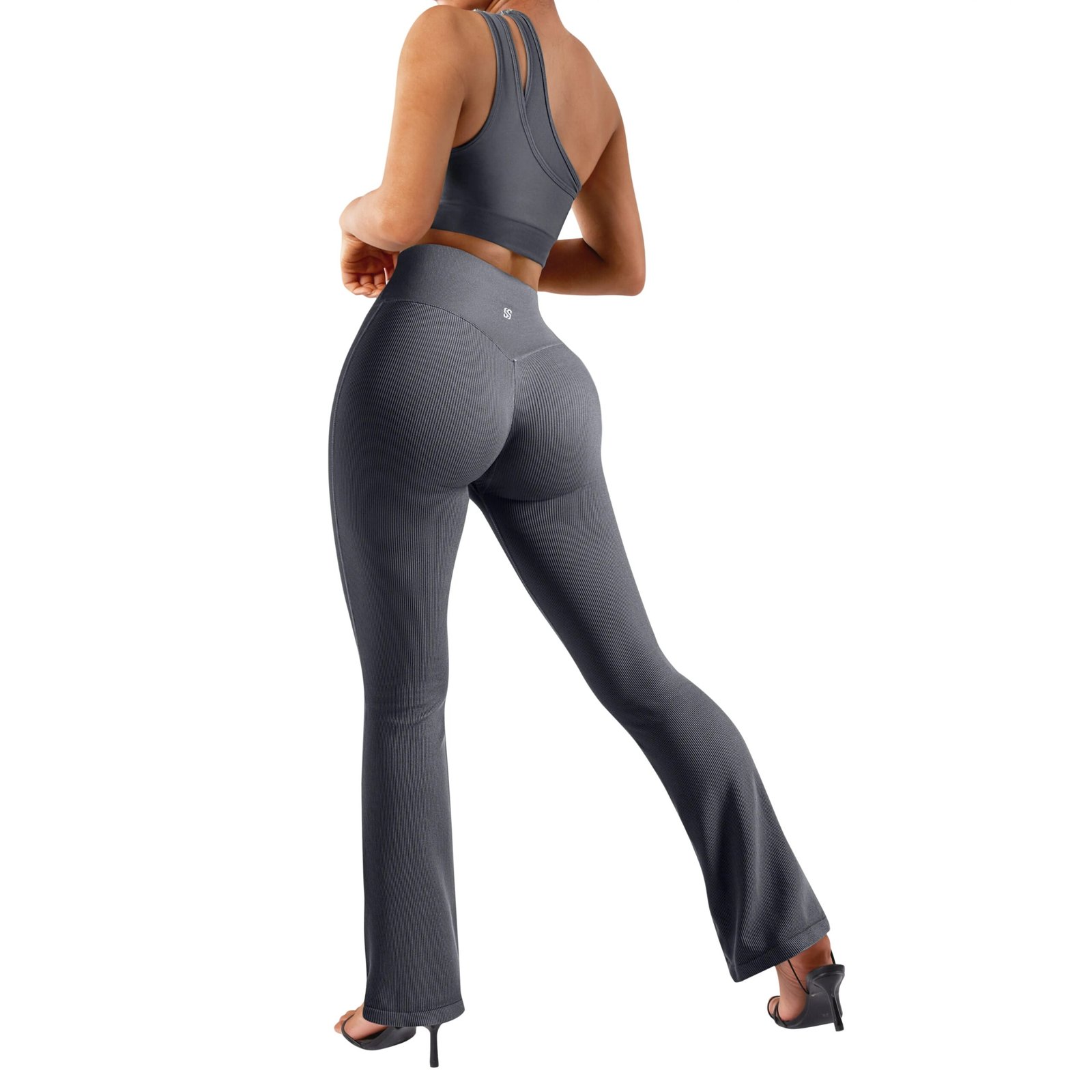 Flared Leggings Ribbed Crossover V Waist Women's Yoga Pants Control Tummy High Waist Wide Leg Pants Casual Flare Pants Female
