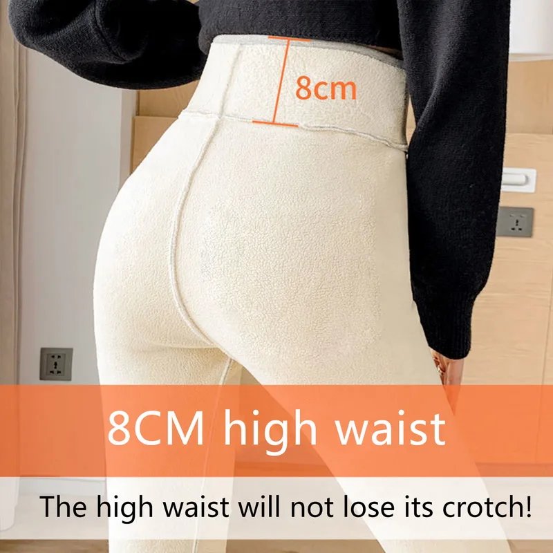 2023 Winter Thicken Lambwool Leggings Women Warm Fleece Pants Female Thermal Leggins Hight Waist Skinny Leggins Winter Tights