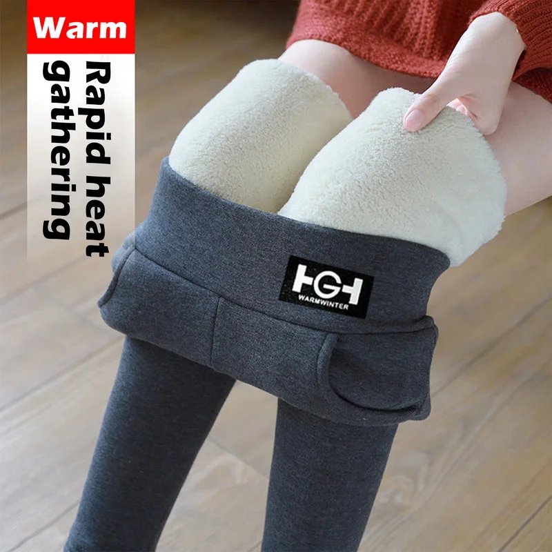 2023 Winter Thicken Lambwool Leggings Women Warm Fleece Pants Female Thermal Leggins Hight Waist Skinny Leggins Winter Tights