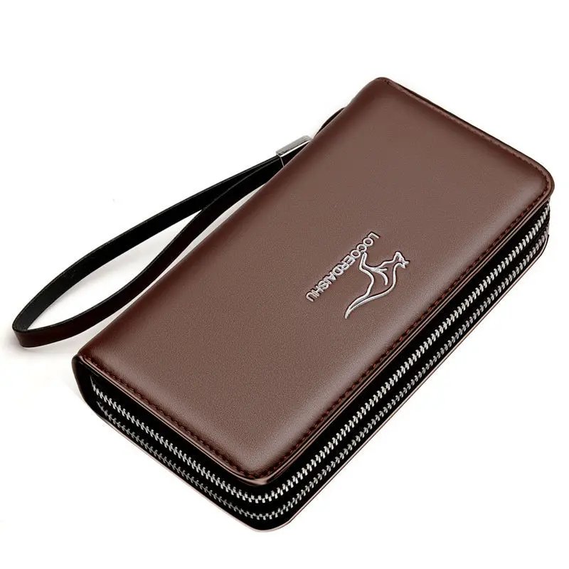 Men's leather wallet Large Capacity billeteras para hombre Double Zipper Men Clutch Bag  portafoglio uomo Male Business Wallet