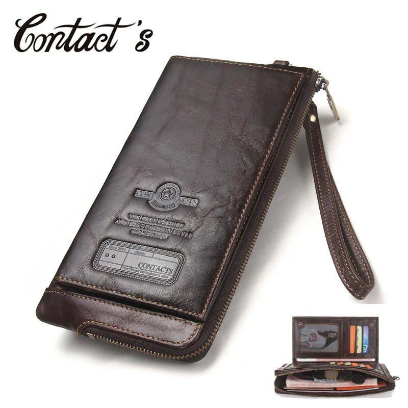 Male Organizer Cell Phone Clutch Bag Long Coin Purse Free Engrave