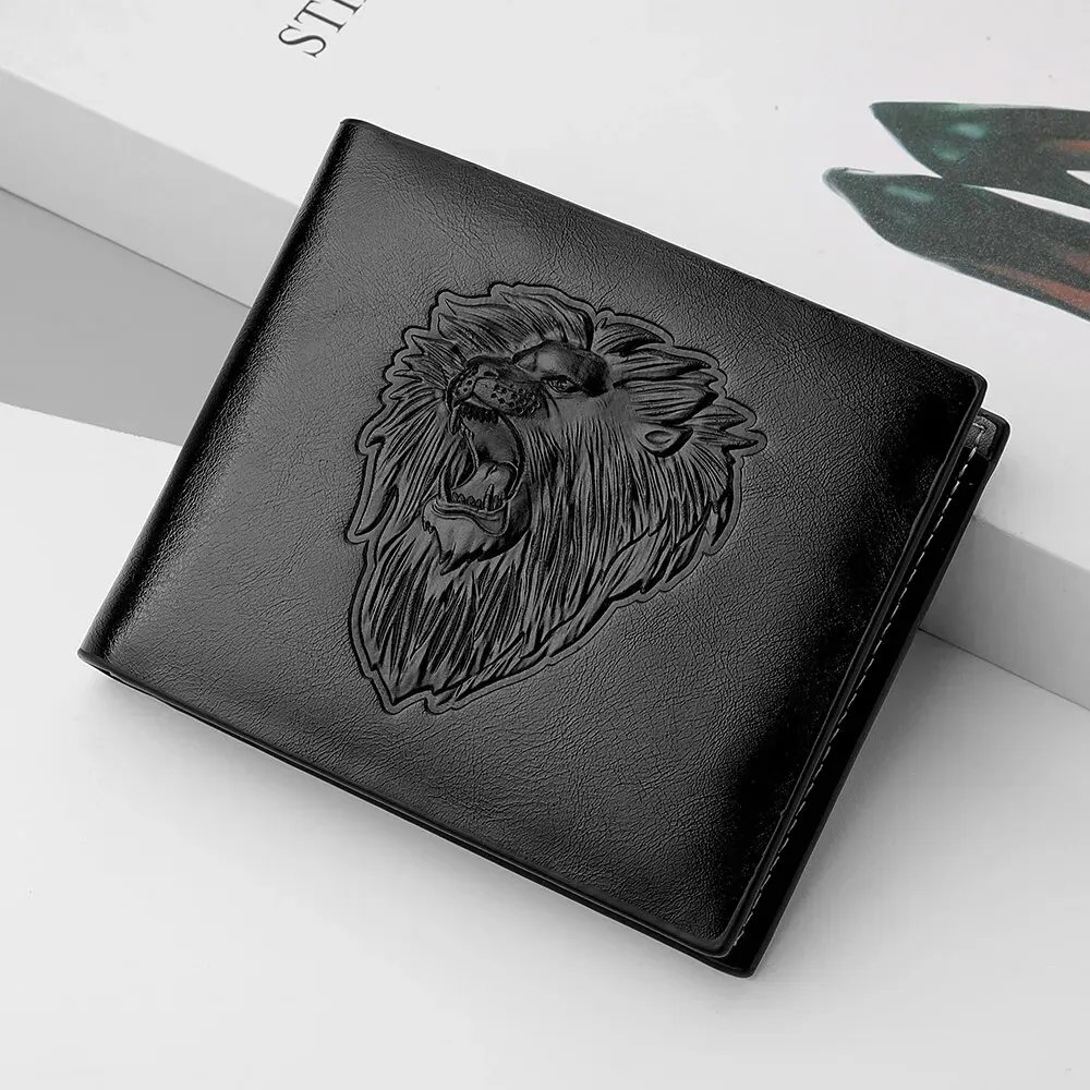 Men's Personalized Three-Fold 3D Embossed Wallet, Multi-Card Credit Card Holder Zipper Coin Short Wallet Men