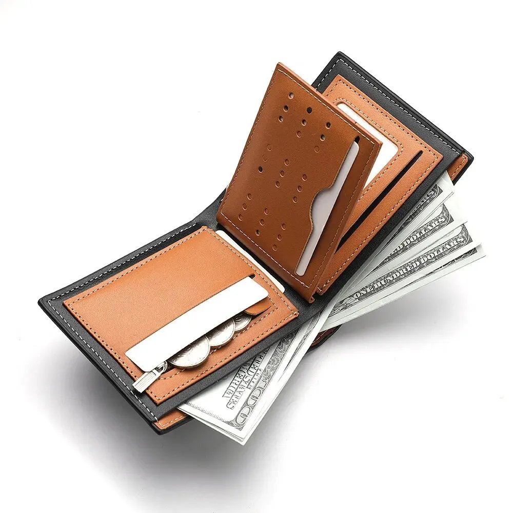 Men's Personalized Three-Fold 3D Embossed Wallet, Multi-Card Credit Card Holder Zipper Coin Short Wallet Men