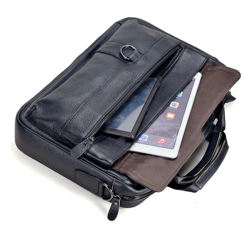 Large Men's Genuine Leather Handbag for Men Business Travel A4 Paper Messenger Bag 14 Inch Laptop Shoulder Bag Male Briefcase
