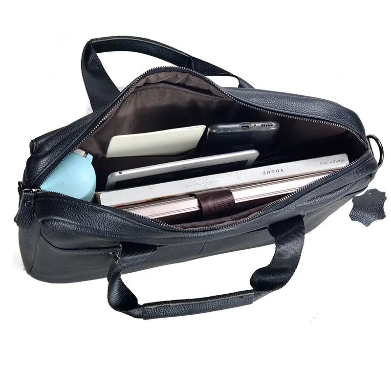 Large Men's Genuine Leather Handbag for Men Business Travel A4 Paper Messenger Bag 14 Inch Laptop Shoulder Bag Male Briefcase