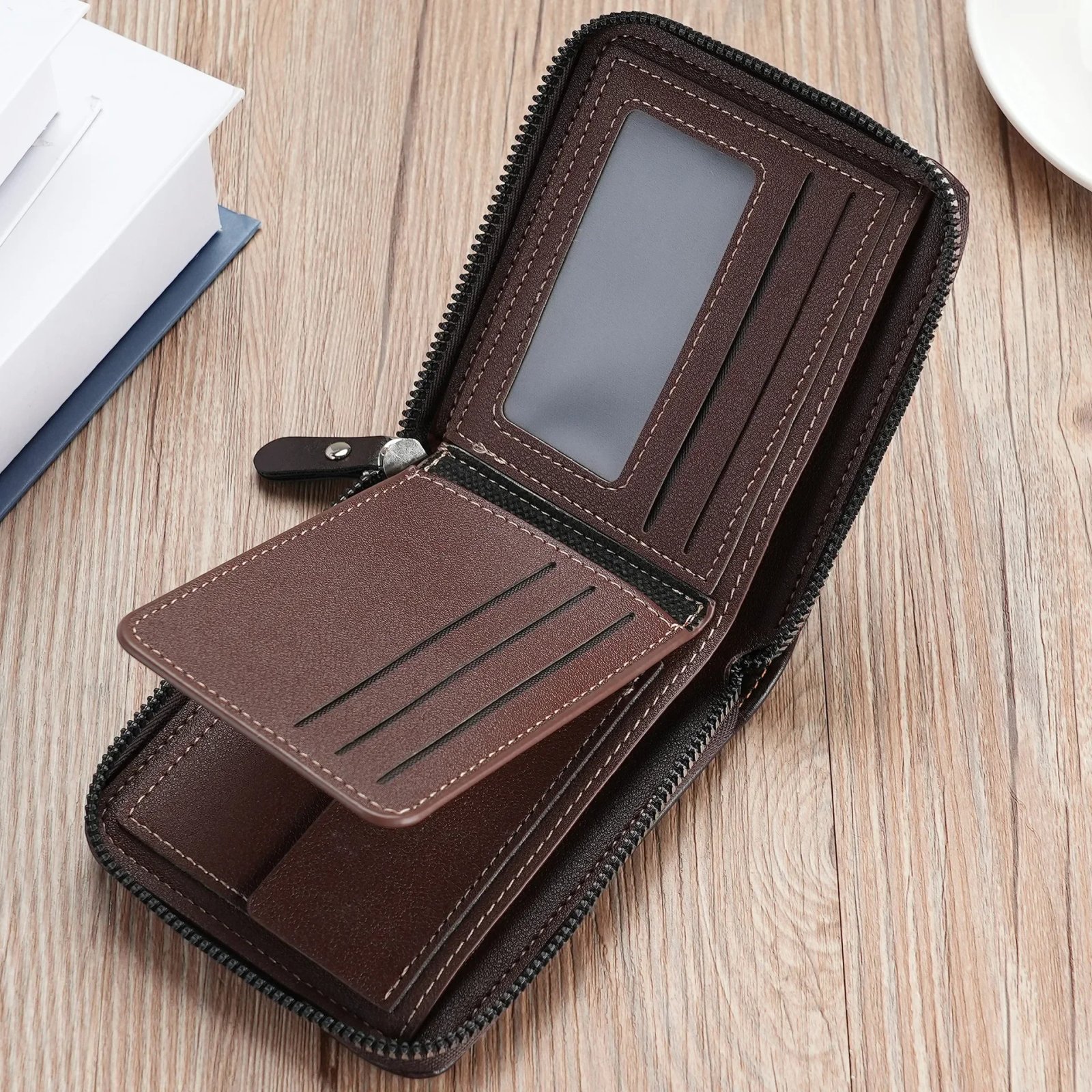 Male Zipper Card Holders with Coin Pocket Wallets Gifts for Men