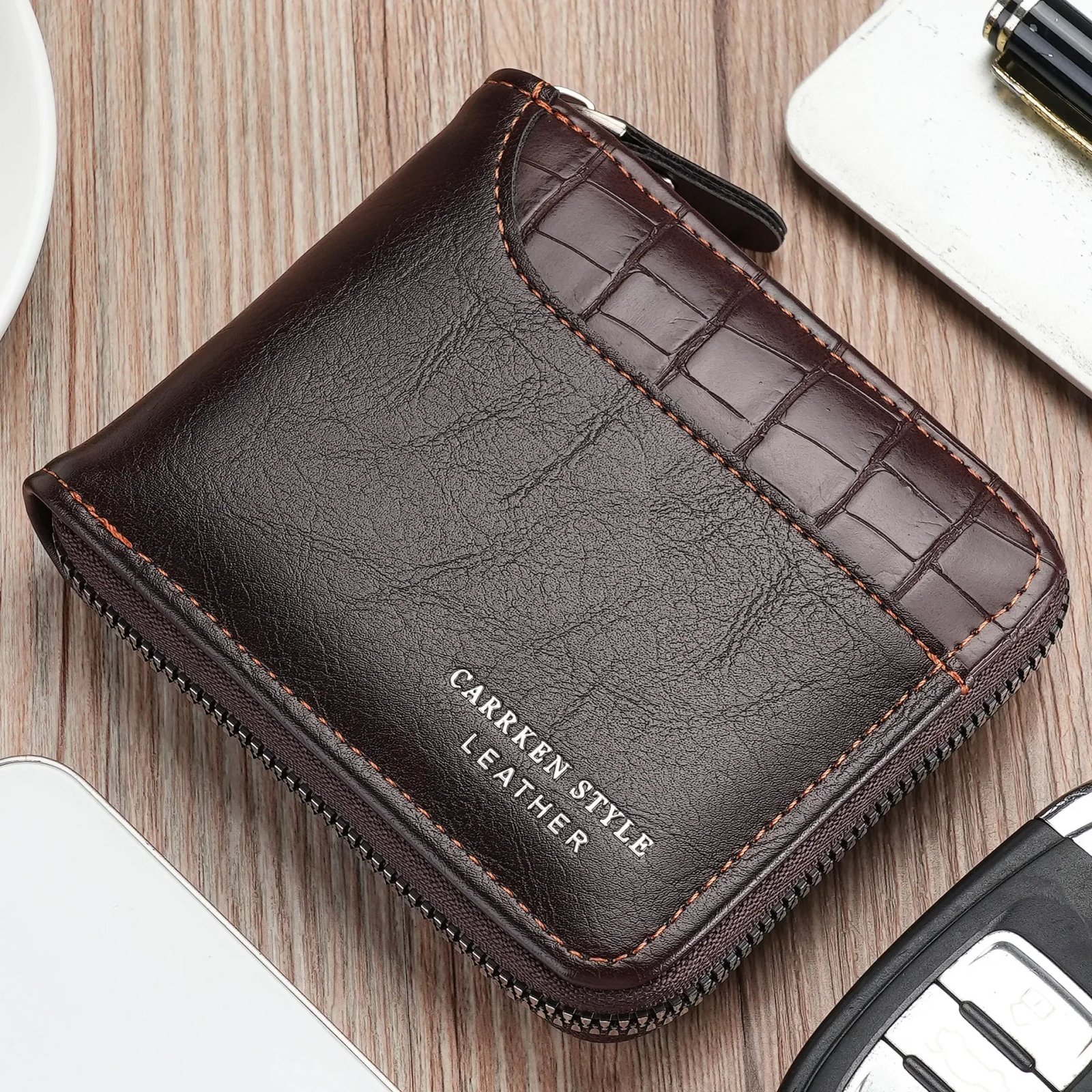 Male Zipper Card Holders with Coin Pocket Wallets Gifts for Men