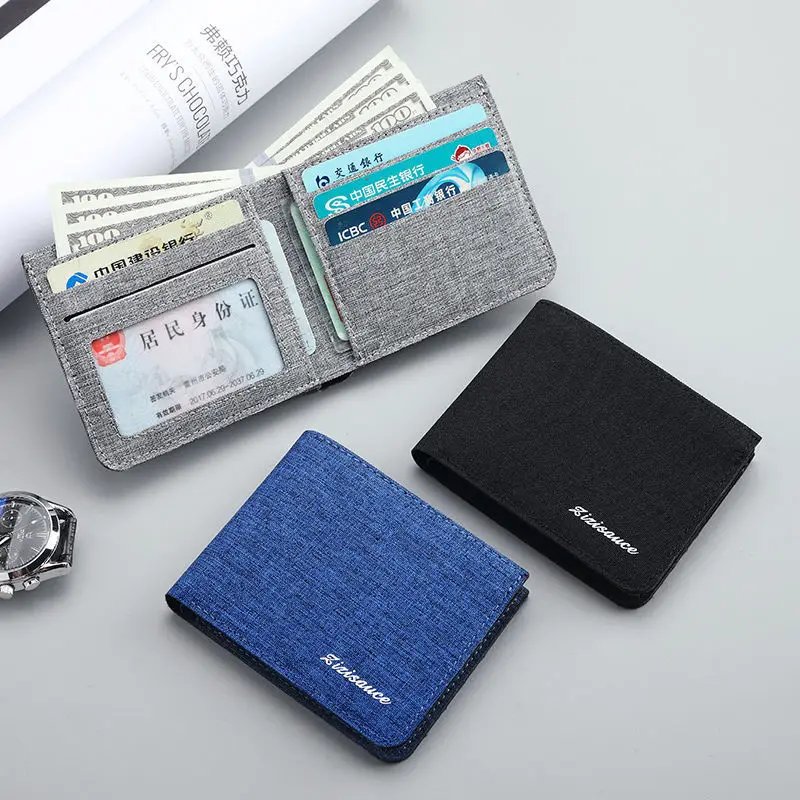 Men Short Wallet Black/Blue/Gray Card Holder, ID/photo/bank , Credit Card Case Bag