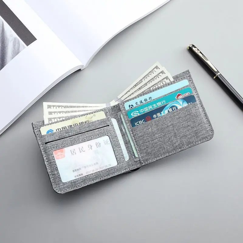 Men Short Wallet Black/Blue/Gray Card Holder, ID/photo/bank , Credit Card Case Bag
