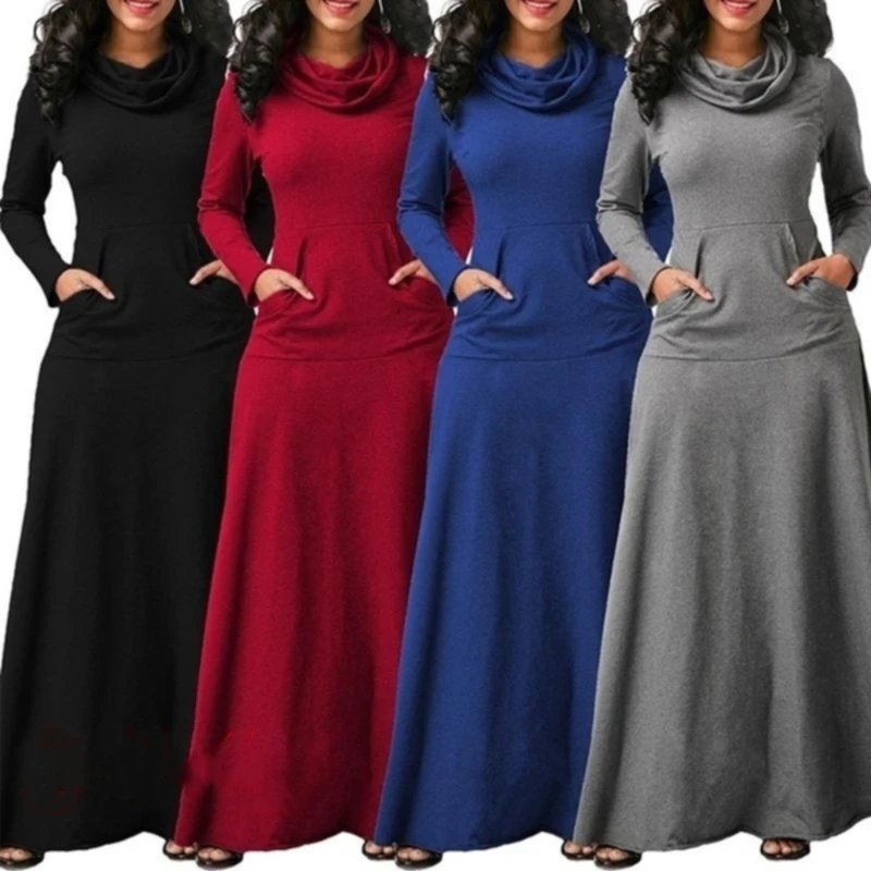 Women Long-sleeved Dress, Women Clothing With Pocket