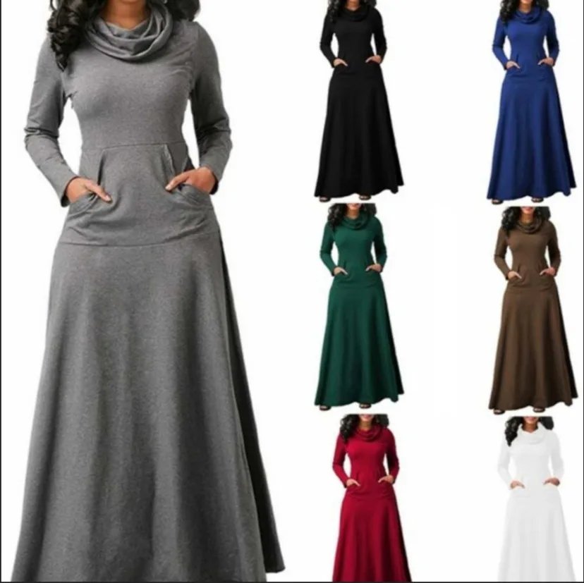 Women Long-sleeved Dress, Women Clothing With Pocket