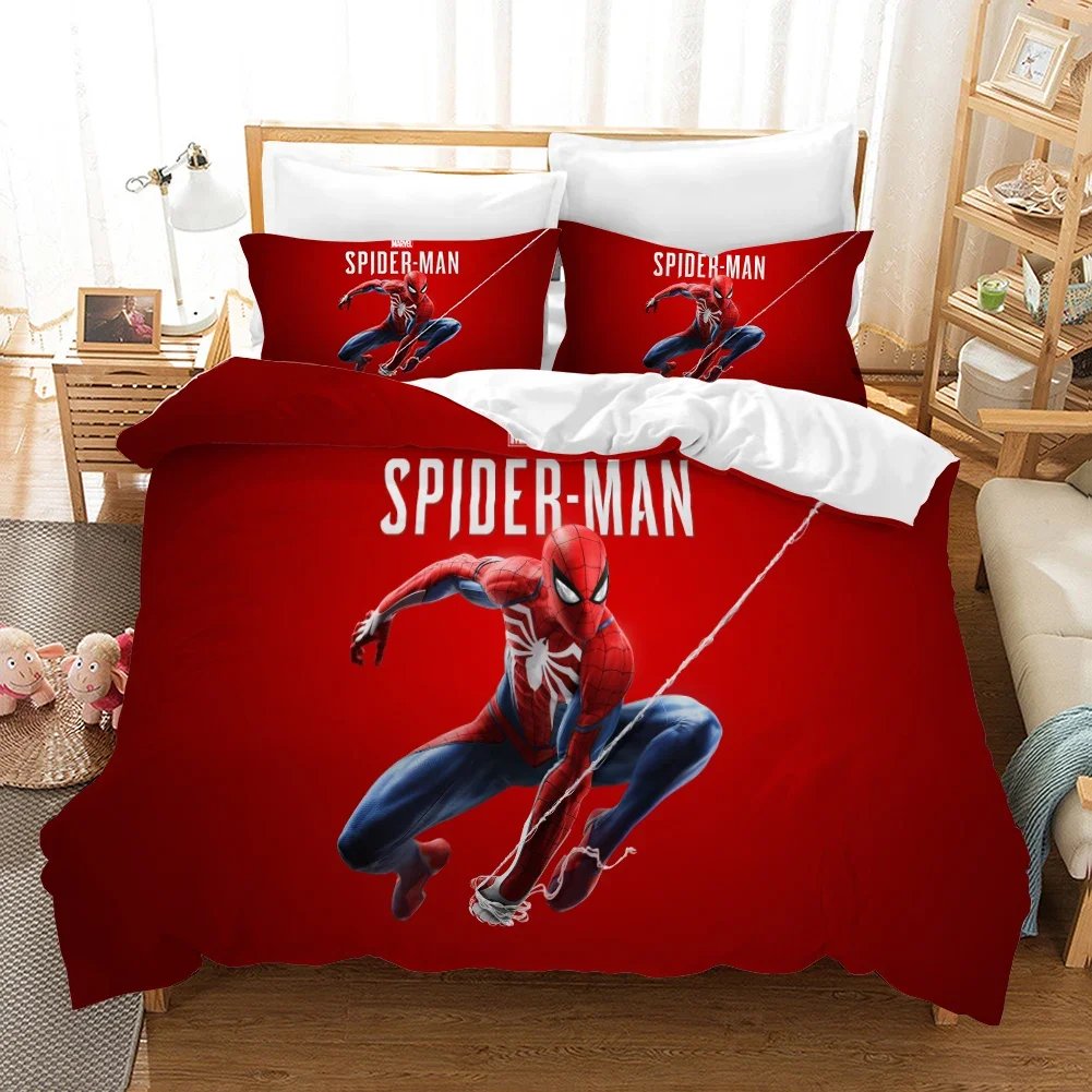 For Kids Adults,For Single Bed Double Bed，Spiderman Bedding Set, Duvet Cover Anime, 3D Printing,with Pillowcase