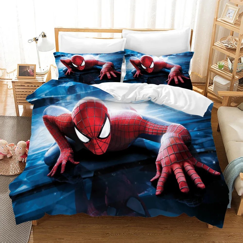 For Kids Adults,For Single Bed Double Bed，Spiderman Bedding Set, Duvet Cover Anime, 3D Printing,with Pillowcase