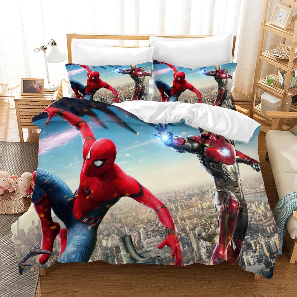 For Kids Adults,For Single Bed Double Bed，Spiderman Bedding Set, Duvet Cover Anime, 3D Printing,with Pillowcase