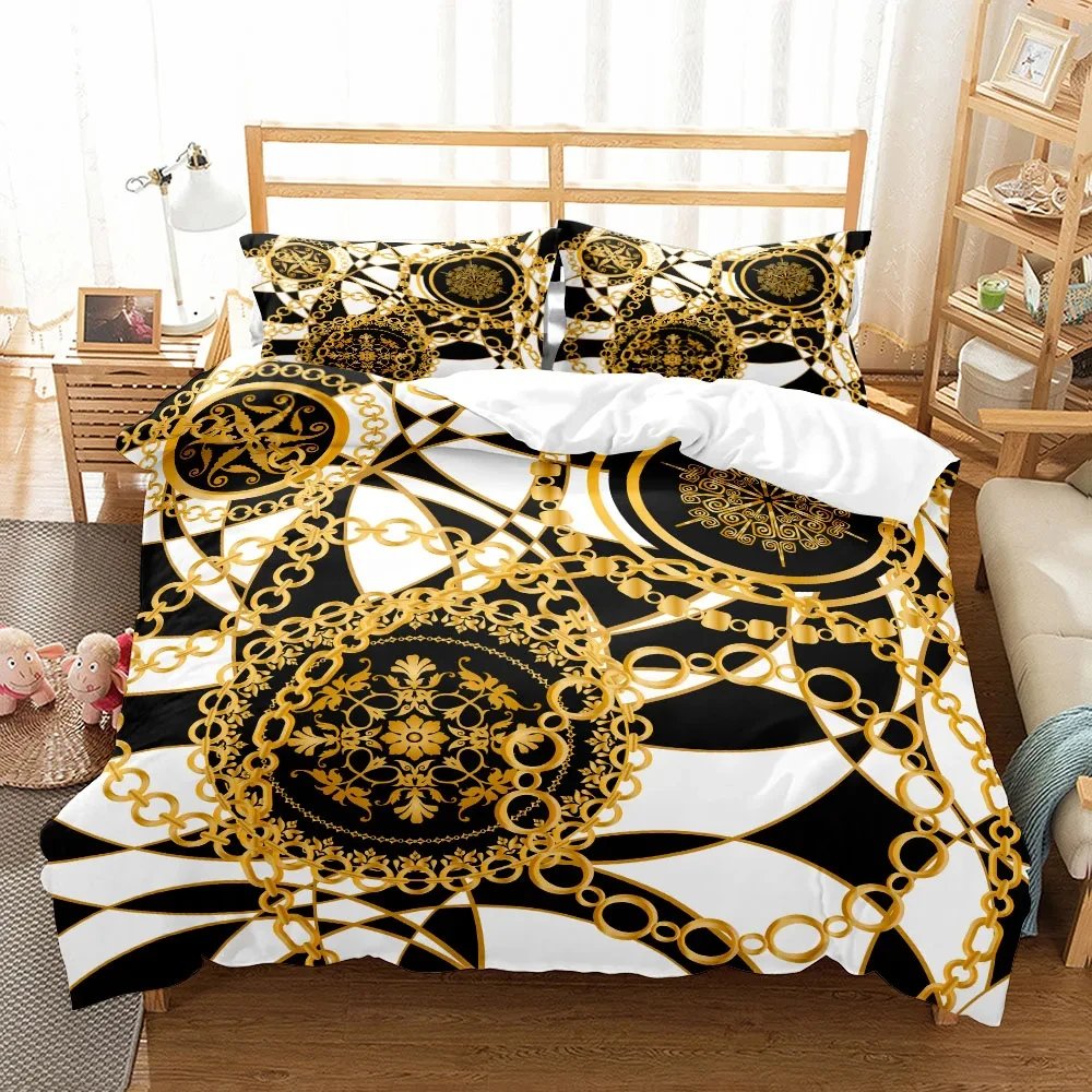 Chains Baroque Pattern Bohemian Bedding Set Small Single Twin Double Queen King Size Bed Linen Set for Adults Kids Quilt Cover
