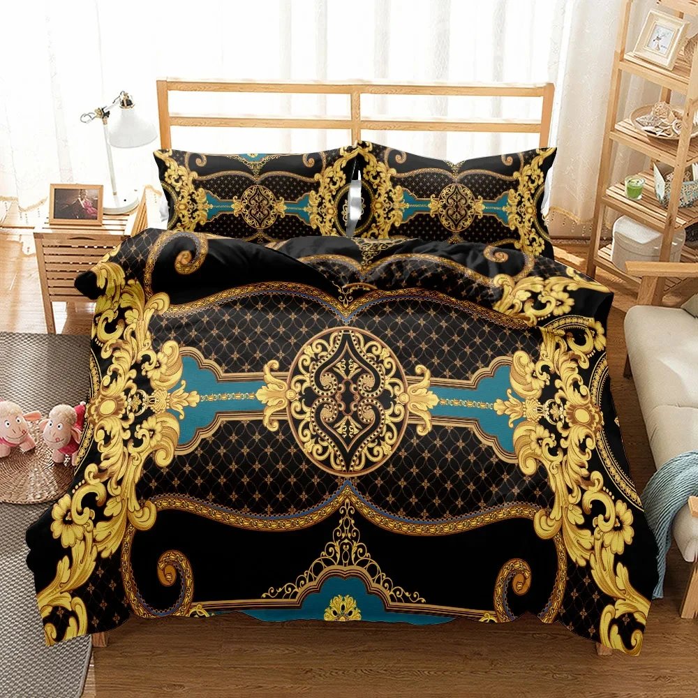 Chains Baroque Pattern Bohemian Bedding Set Small Single Twin Double Queen King Size Bed Linen Set for Adults Kids Quilt Cover