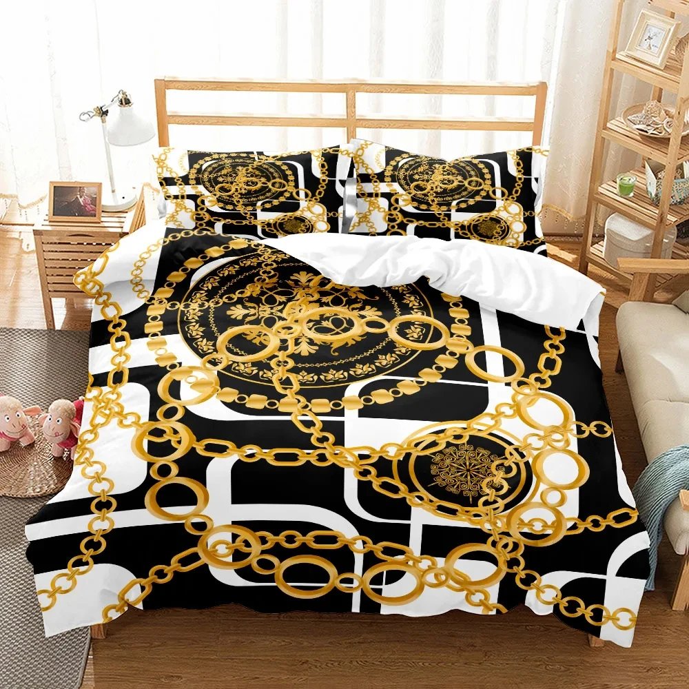 Chains Baroque Pattern Bohemian Bedding Set Small Single Twin Double Queen King Size Bed Linen Set for Adults Kids Quilt Cover