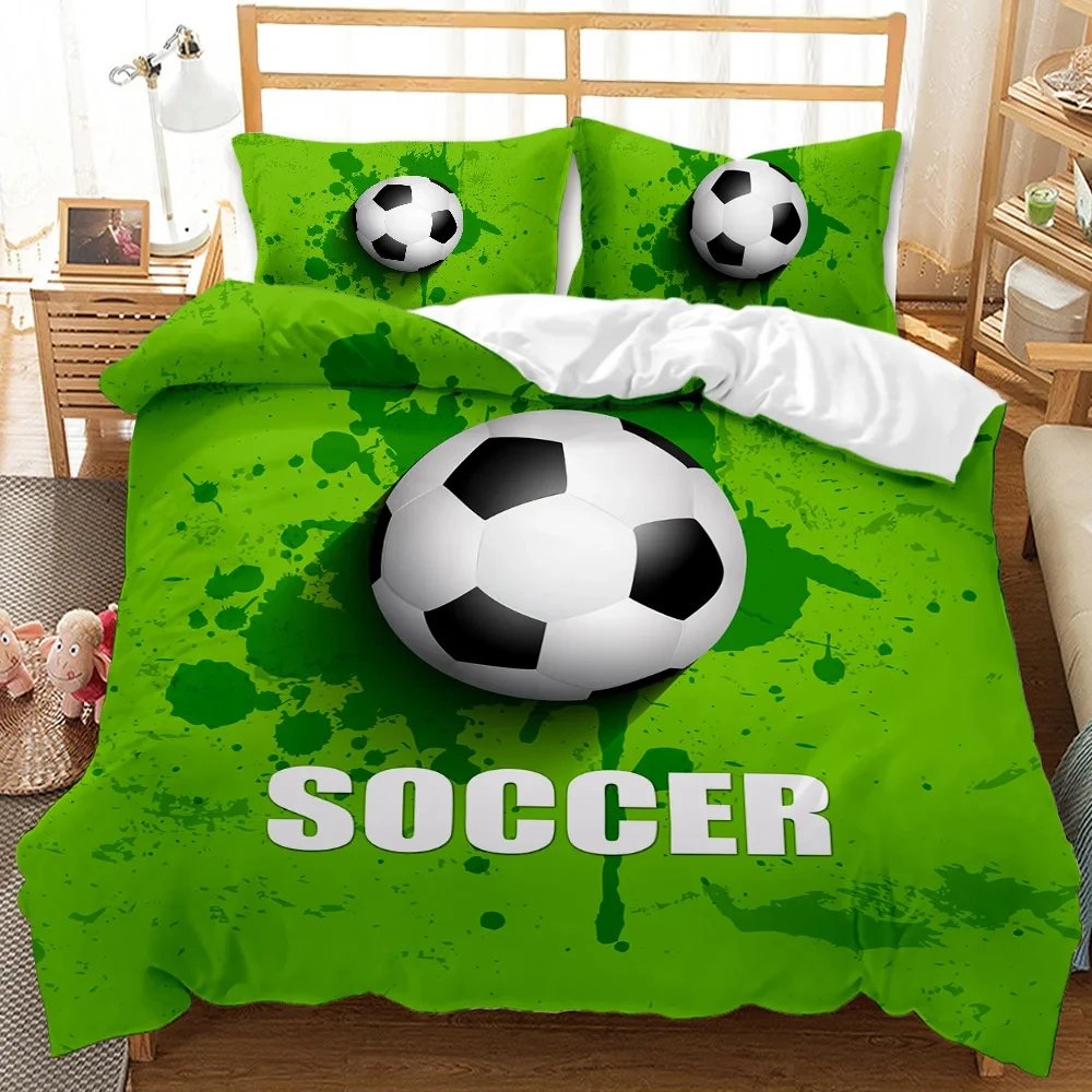 Sports 3D Football Bedding Set and Pillow Case Double Size Household Textile Product Decoration Teenager Room Soccer Duvet Cover