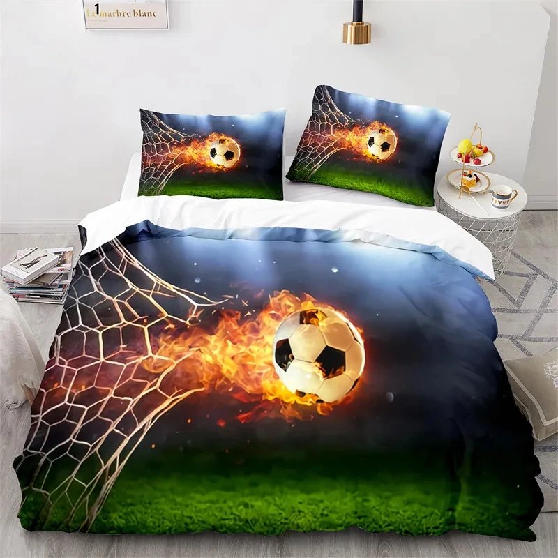 Sports 3D Football Bedding Set and Pillow Case Double Size Household Textile Product Decoration Teenager Room Soccer Duvet Cover