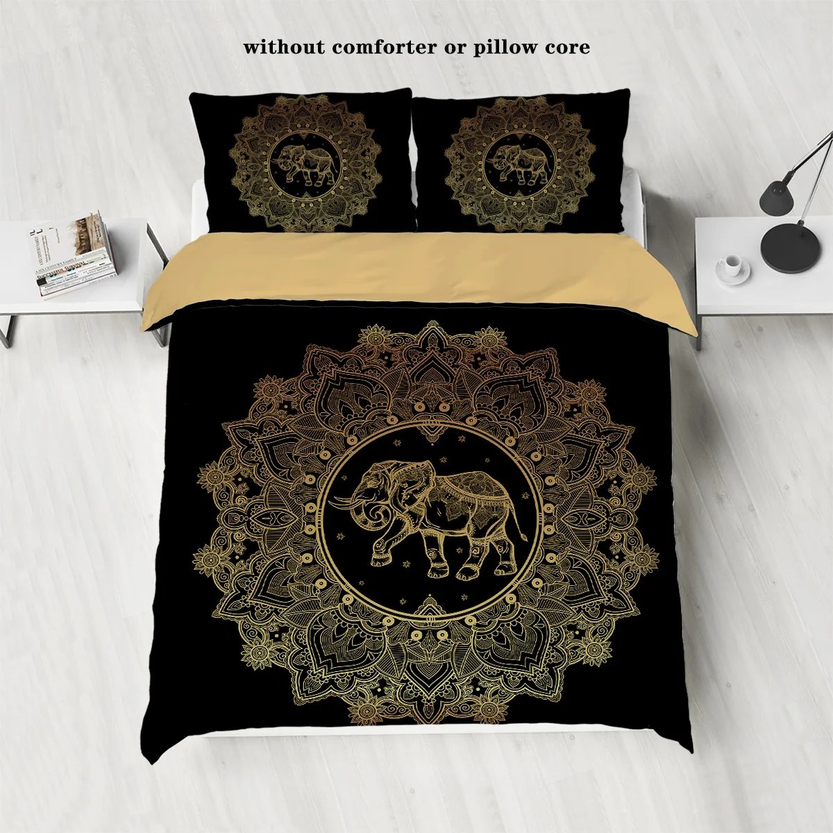 3-piece Elephant Bohemian style collection (1 down duvet cover+2 pillowcases, no core), bedroom and guest room bedding set