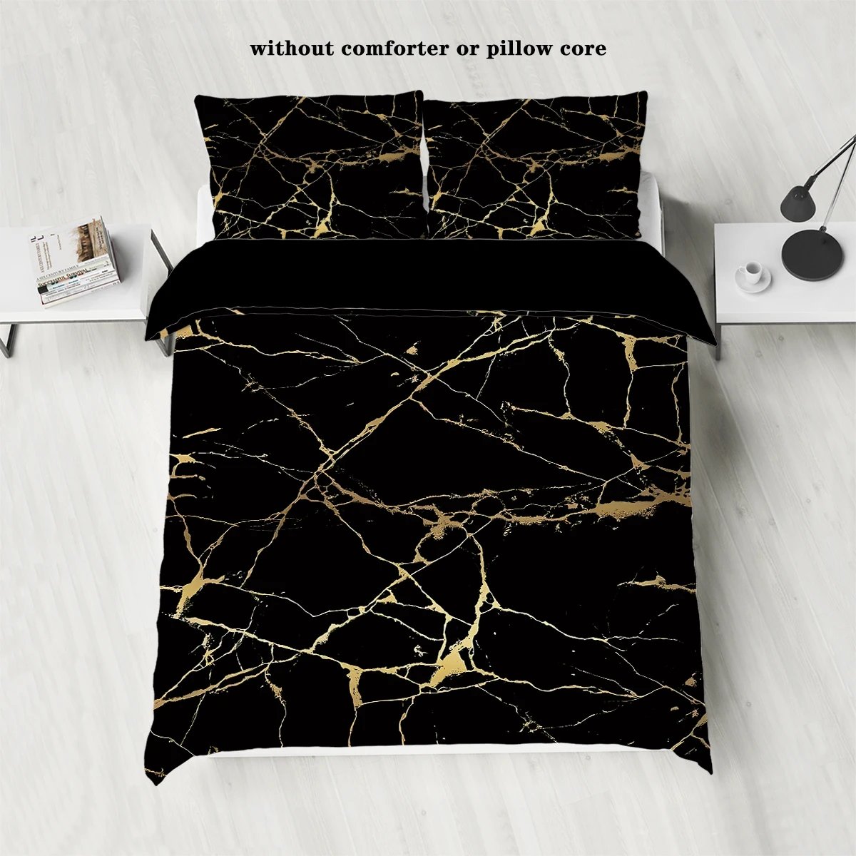 3pcs Bronzing Marble Grain Print Series Bedding Set,Soft Comfortable,For Bedroom,Guest Room (1*Duvet Cover+2*Pillowcase,No Core）