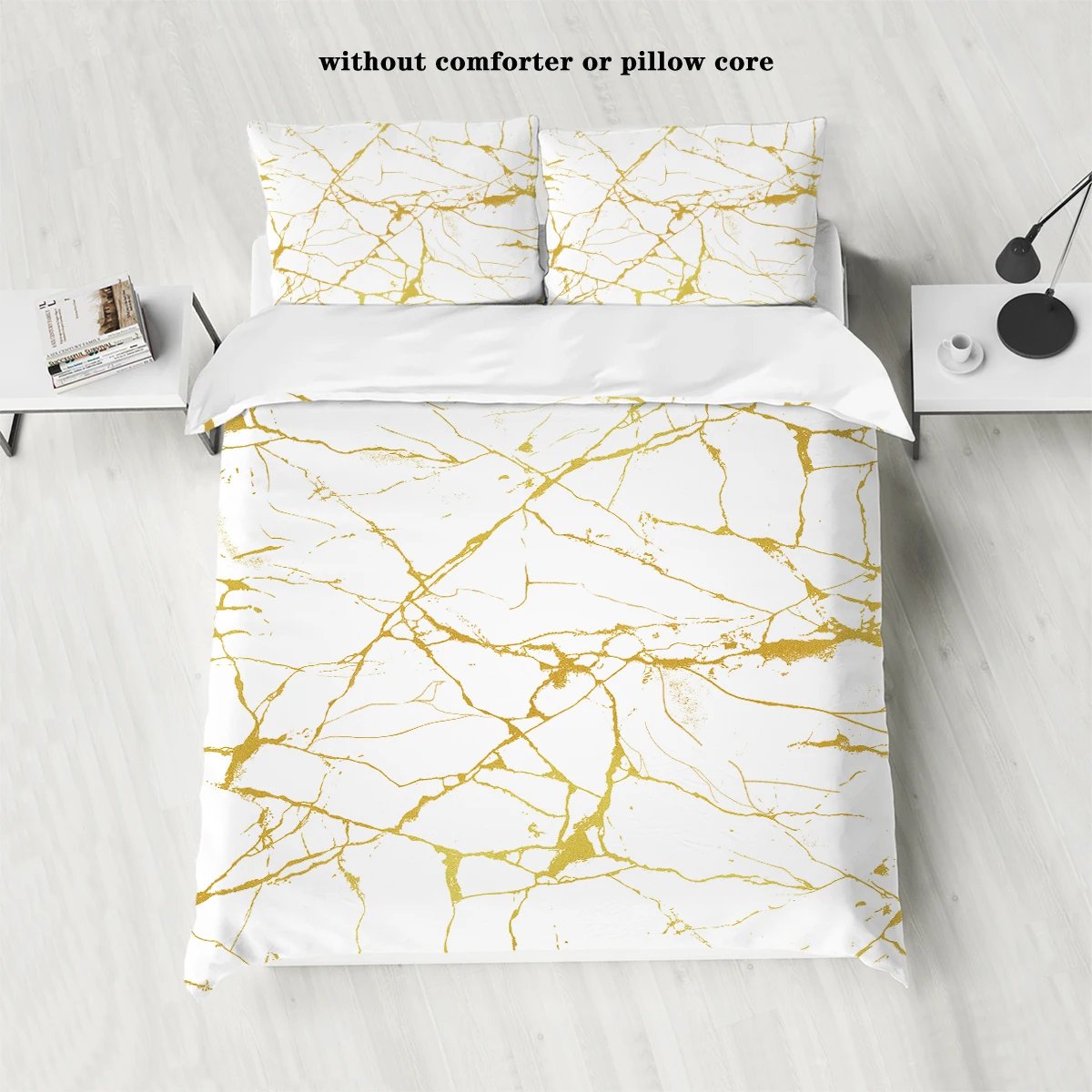 3pcs Bronzing Marble Grain Print Series Bedding Set,Soft Comfortable,For Bedroom,Guest Room (1*Duvet Cover+2*Pillowcase,No Core）