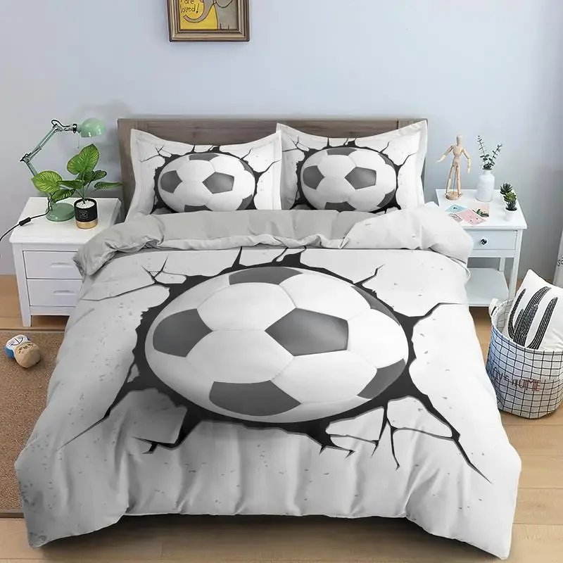 3D Football Bedding Set Soccer Duvet Cover Pillowcase Polyester Comforter Cover King Queen Full Double Ball Sport Quilt Cover
