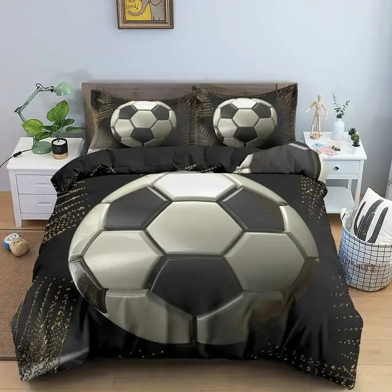 3D Football Bedding Set Soccer Duvet Cover Pillowcase Polyester Comforter Cover King Queen Full Double Ball Sport Quilt Cover