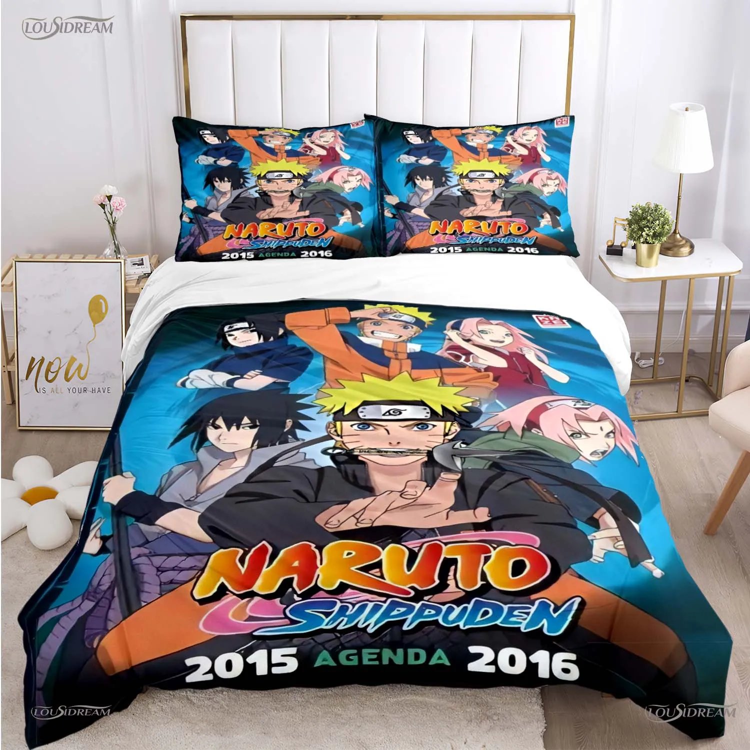Bandai Naruto Cartoon Anime All Season Duvet Cover Comforter Beding Sets Soft Quilt Cover and Pillowcas Single/Double/Queen/King